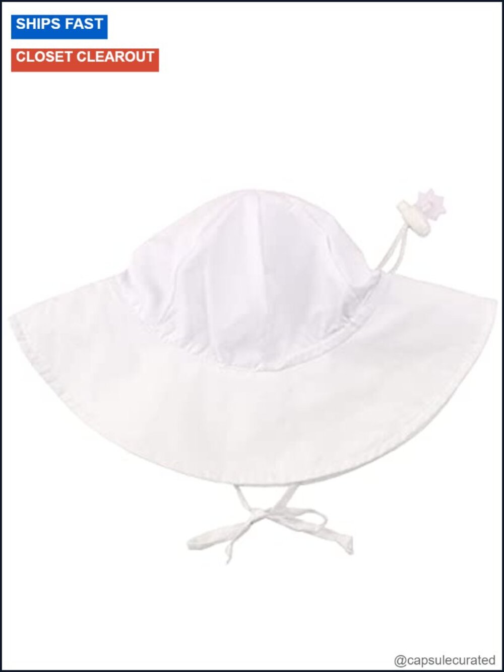 Baby Girls UPF 50+ Wide Brim Sun Hat - Adjustable Toggle & Chin Ties, Quick